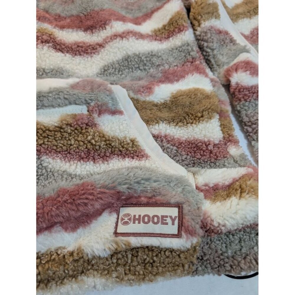 Hooey women's size small super cozy sherpa pull over pink tan white pockets - Picture 2 of 12